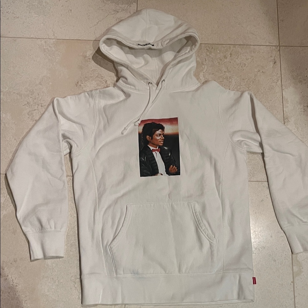 Supreme White Hoodie with Michael Jackson Graphic Print SS17 Sz M